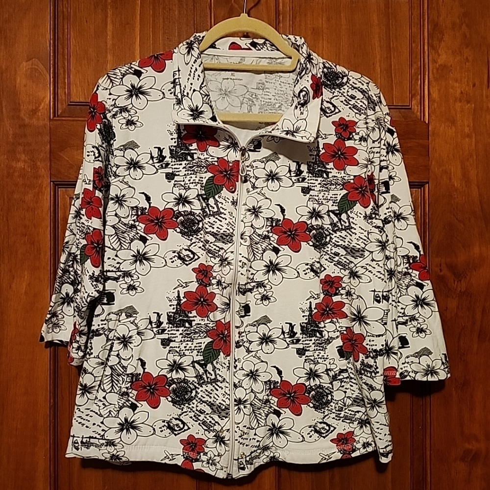 Allyson Whitmore Woman's Size XL Bejeweled Jacket travel to France theme